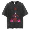Sommer Kurzarm Baumwolle Herren Damen Streetwear Vintage Schwarz Gewaschenes T-Shirt Harajuku Anime Naruto Print T-Shirt Lockere Oberteile T-Shirts