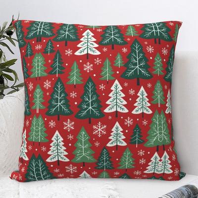 Pillow Case Plaid & Holiday Christmas Polyester Pillow Cover Retro Trendy Cushion Cover Pillowcases Sofa Bedroom Home Decor