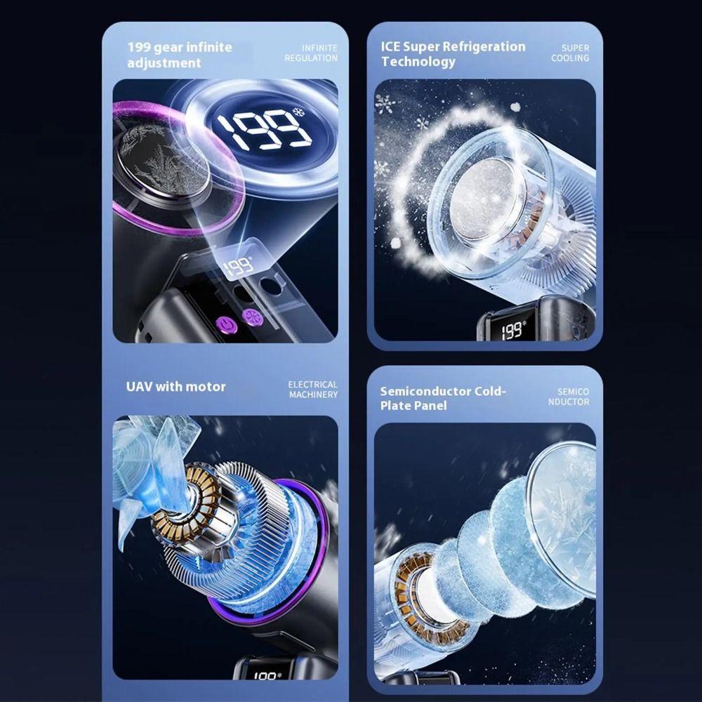 High Speed Portable Cooling Fan Semiconductor Refrigeration Mini Turbo Fan Handheld Fan  School