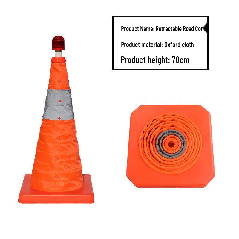 Foldable Reflective Traffic Safety Cone with Light