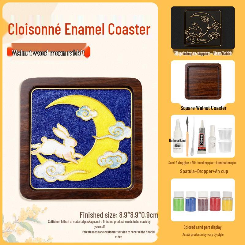 Cloisonné DIY Coaster Kit: Jingtailan No-Wire-Drawing, Chinese Style, Handmade Team Building Activity