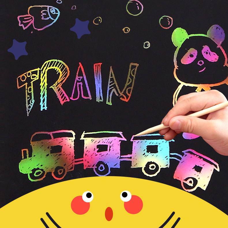 4 Books Rainbow Scratch Paper Art Notebooks Scratch Note Pads Rainbow Black Scratch Off Note Sheet for Boys Girls Birthday Gift