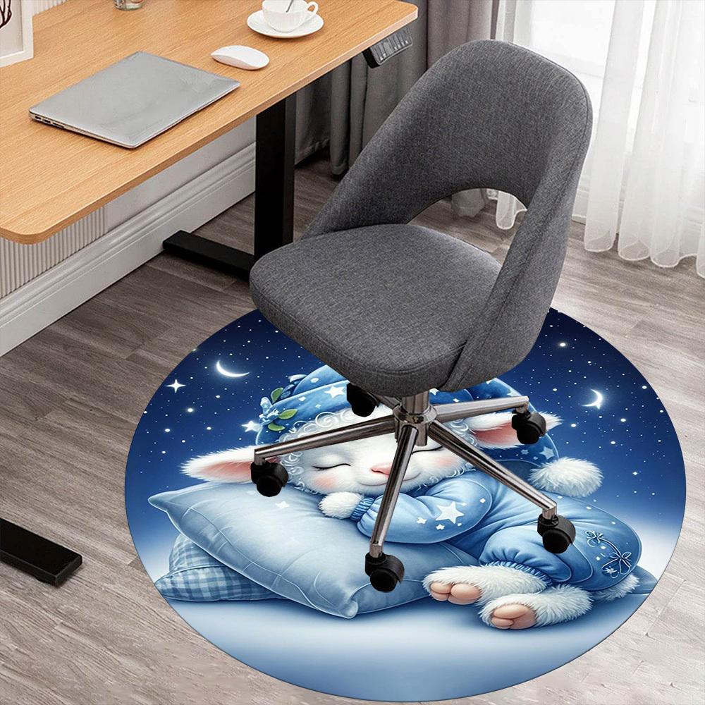 1 Stück Süßes Lamm schlafend Runder Stuhlmatte Teppich - Rutschfest, Fußmatte für Büro, Schlafzimmer, Heimdeko Weihnachtsgeschenk c0528049