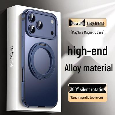 IM-CHEN Magsafe Alloy Frame Phone Case with Rotating Stand for iPhone 17 Pro/Pro Max