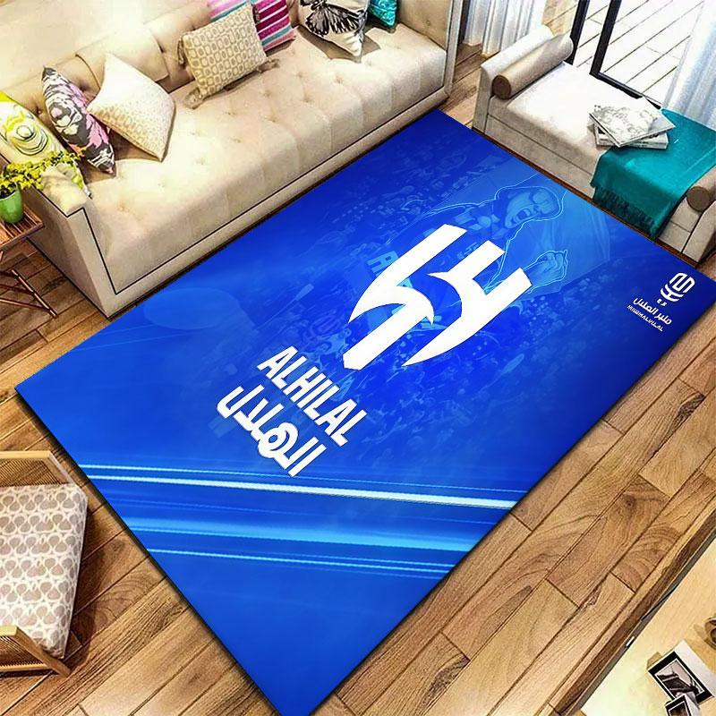 Tappeto Al-Hilal Saudi FC per Soggiorno Camera da Letto Casa Decorazione Divano, Tappetino Antiscivolo per Giochi Bambini
