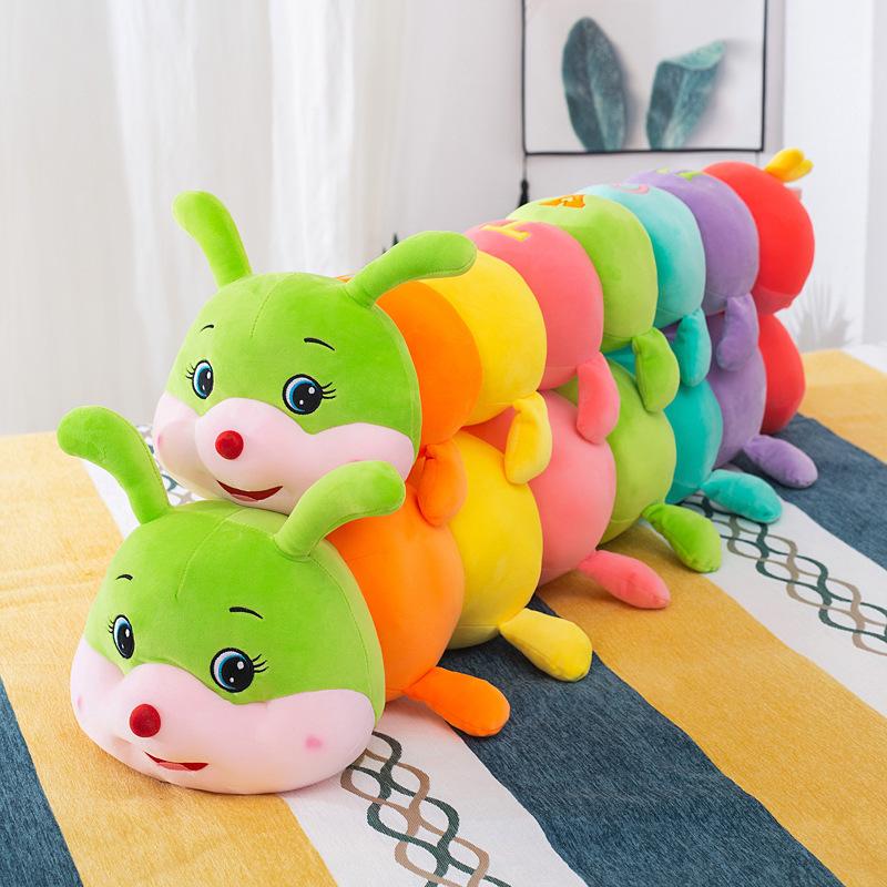 Colorful Plush for CATERPILLAR Toy, Soft Polyester Decorative Pillow Doll, Creative Long Striped Bug Design, Funny, Soft Letters