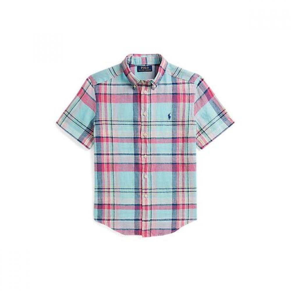 Polo Ralph Lauren Boys Plaid Linen Shirt 8 18 S