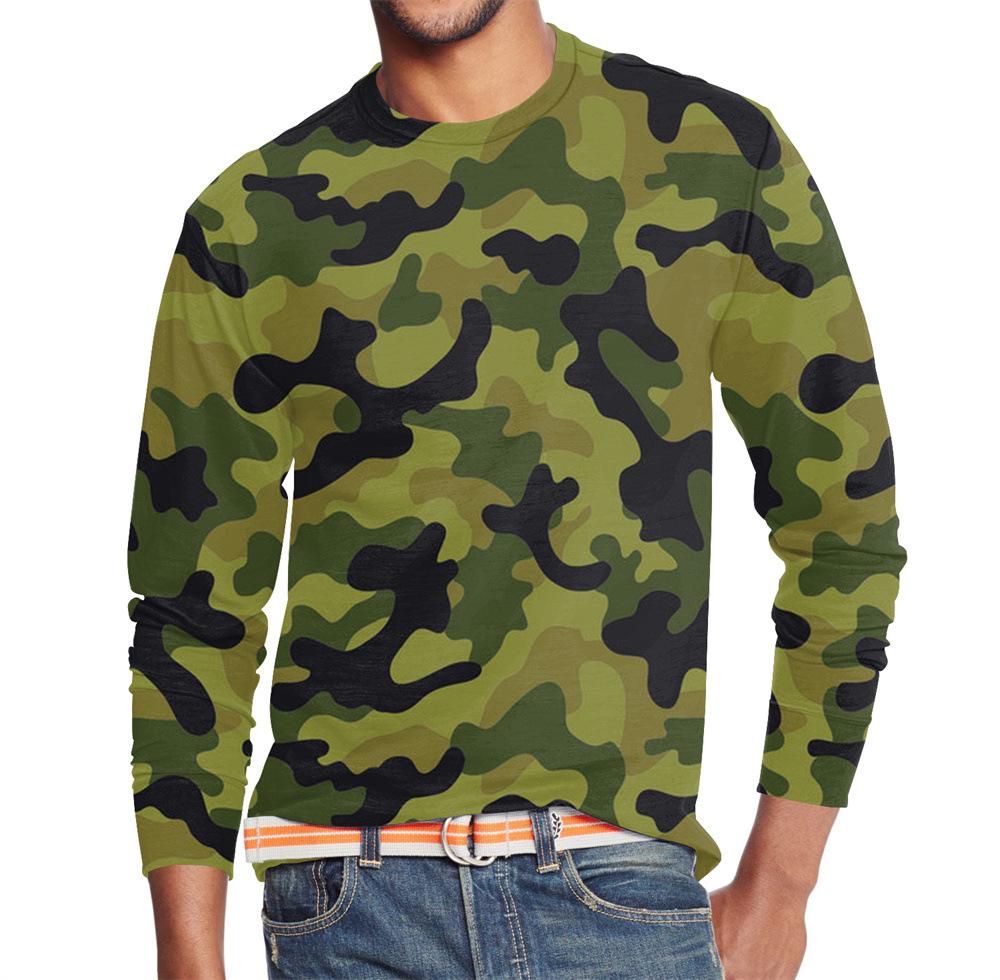 Men's Summer Long Sleeve 3d Camouflage Graphic Print T-Shirt Top Men Streetwear Clothing O Neck Long Sleeve T-Shirt Women's Pullover