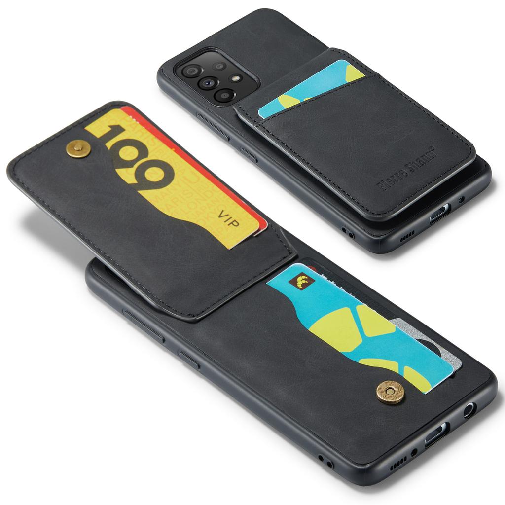 FIERRE SHANN For Samsung Galaxy A52 4G/5G/A52s 5G PU Leather+TPU Kickstand Shell RFID Blocking Card Holder Phone Case