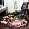 1pc Floral StainedGlass Office Round Area Rug, Indoor Mat Suitable ForOffice, Under Office Chairs Bedroom Living Room Home Decor, Room Deco D168