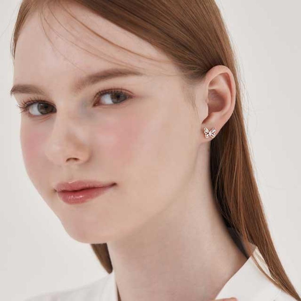 14K GF Regenbogenstein Schmetterling Ohrringe C24EGF203