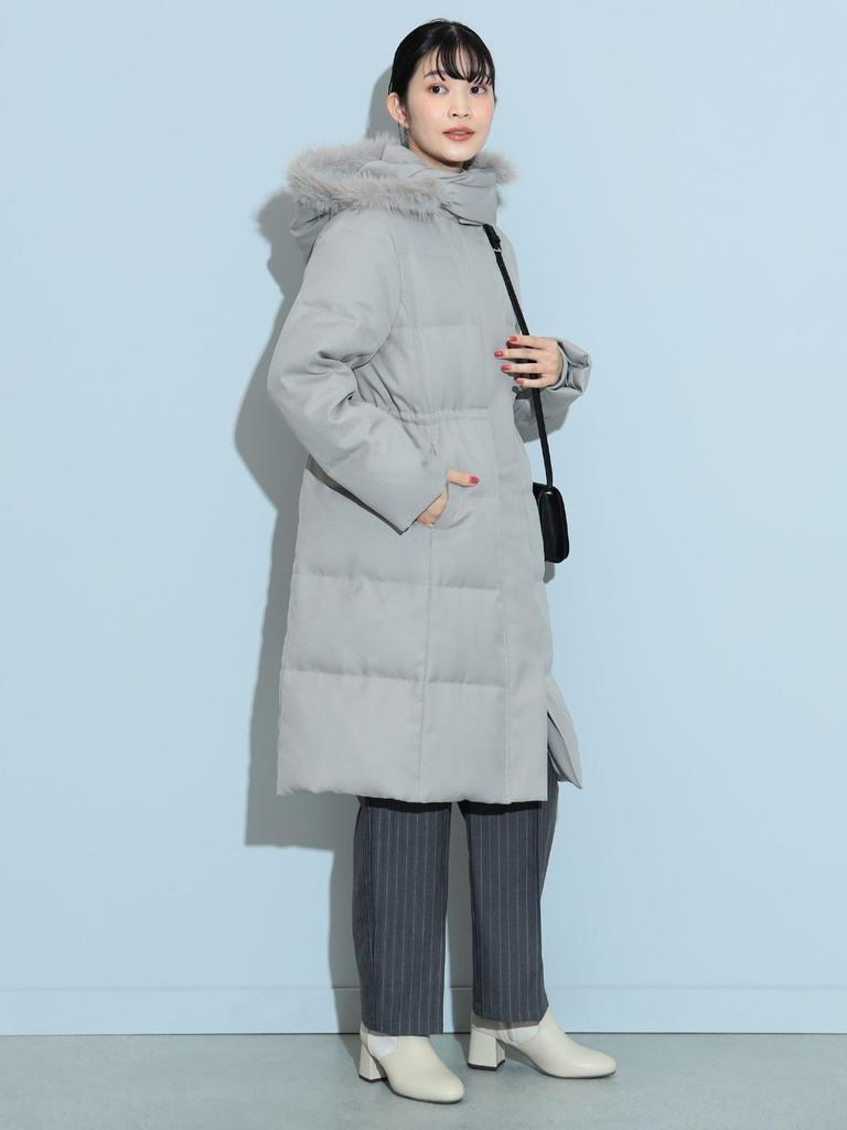 Beams Heart Long Down Coat Gray M Women's Water-Repellent (S-M)