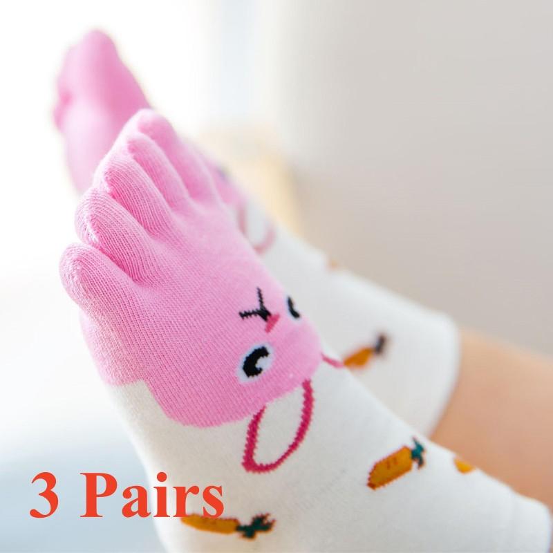 1/3 Paar Kinderzehensocken, niedliche Cartoon-Fünffingersocken für Mädchen und Jungen, Kawaii, hochwertige Baumwolle, Kindersocken, Herbst/Winter