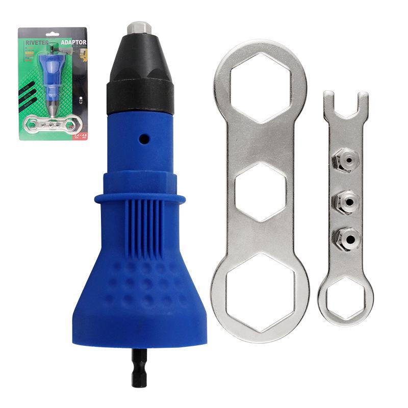 Electric Rivet Gun Adapter with Nut Gun and Riveting Mandrel for Drills
