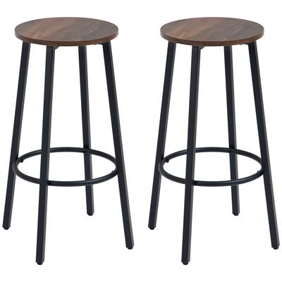 Bar Stool Set of 2 Bar Chairs In Industrial Design, Metal Frame, Footrest, 42 X 42 X 65 Cm