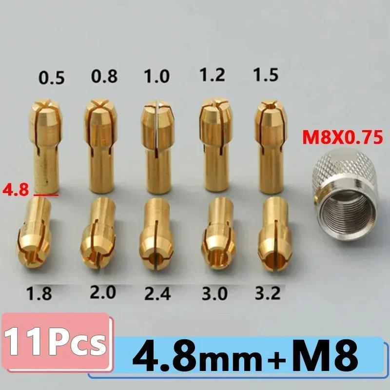

0.5-3.2мм Мини Латунный Патрон Патрон для Дрели Гайка M8 Обработка Ювелирных Изделий Электрическая Шлифовальная Головка Приспособление, Аксессуары для Вращающегося Инструмента Dremel