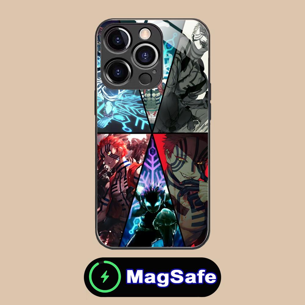 Demon Slayer Akaza Phone Case for iPhone 16 15 14 13 12 11 Pro Max Plus Mini MagSafe Glass Colour Printing Cover Smartphone