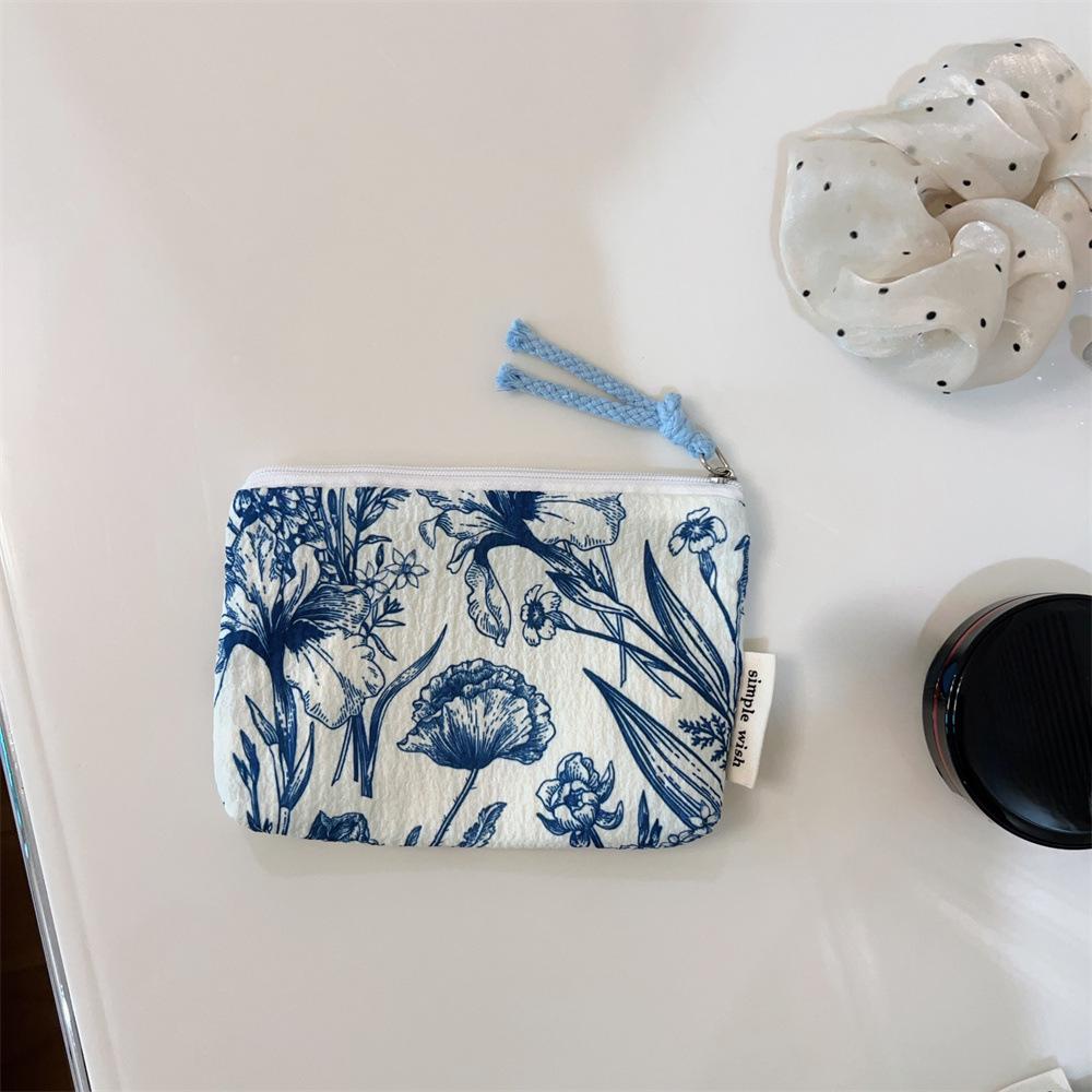 Mini-Baumwoll-Blumen-Organizer-Taschen für Damen, kleine Stoff-Kosmetik-Make-up-Tasche, kleine Geldbörse, Münzfach, Kinder-Kosmetiketui