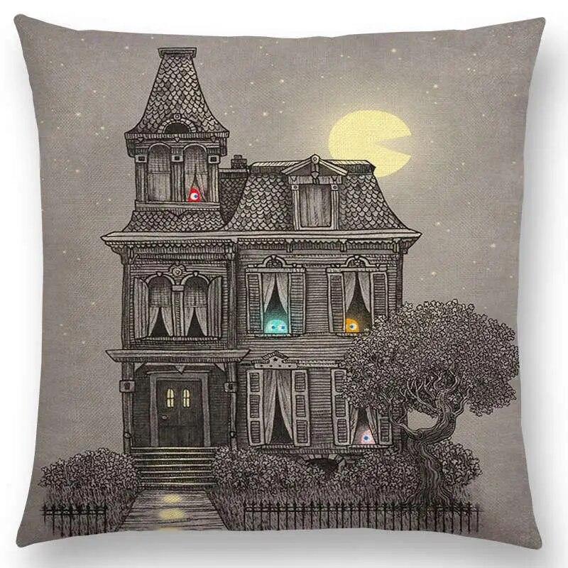 Sofa Throw Pillow Cover Home Decor Cute Little Ghost Sailing Whale Ocean Diver Print Cushion