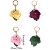3D Rose Rose Flower Bag Keychain PU Leather Entrance Guard Card Holder Bag Hanging Ornament  Travel