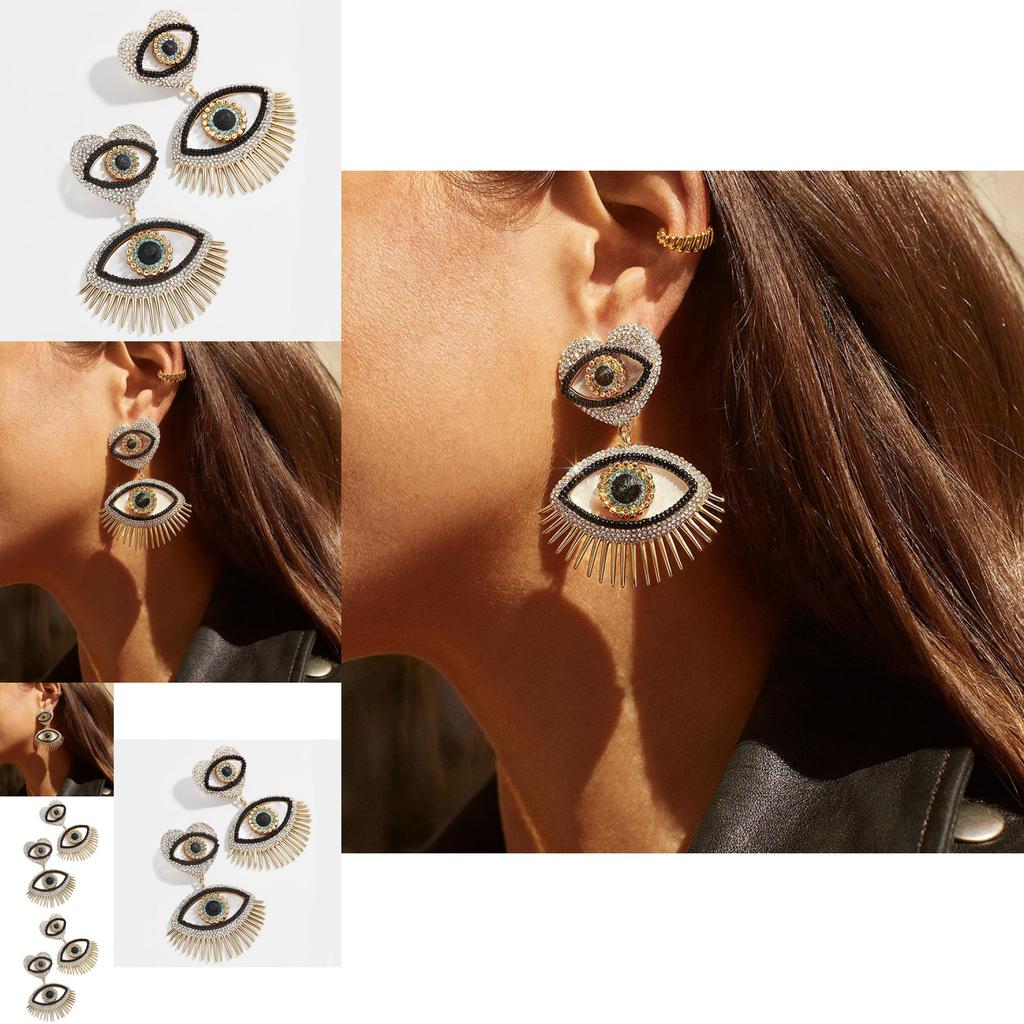 Unique Fashion Alloy Earrings With Rhinestones Stylish Women's Geometric Jewelry