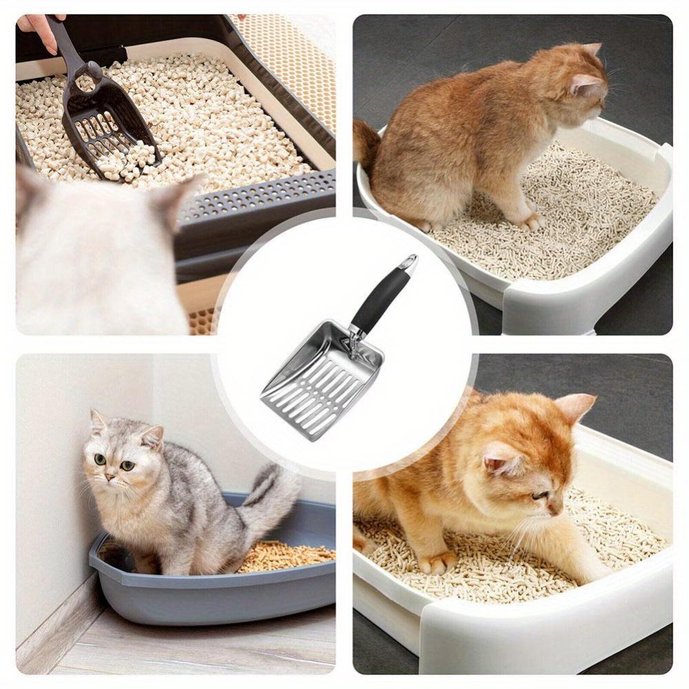 Stainless Steel Cat Litter Scoop with Long Handle - Efficient Sand Leakage Design, Ideal for Cat Litter Cleaning, Pet Waste Removal Tool