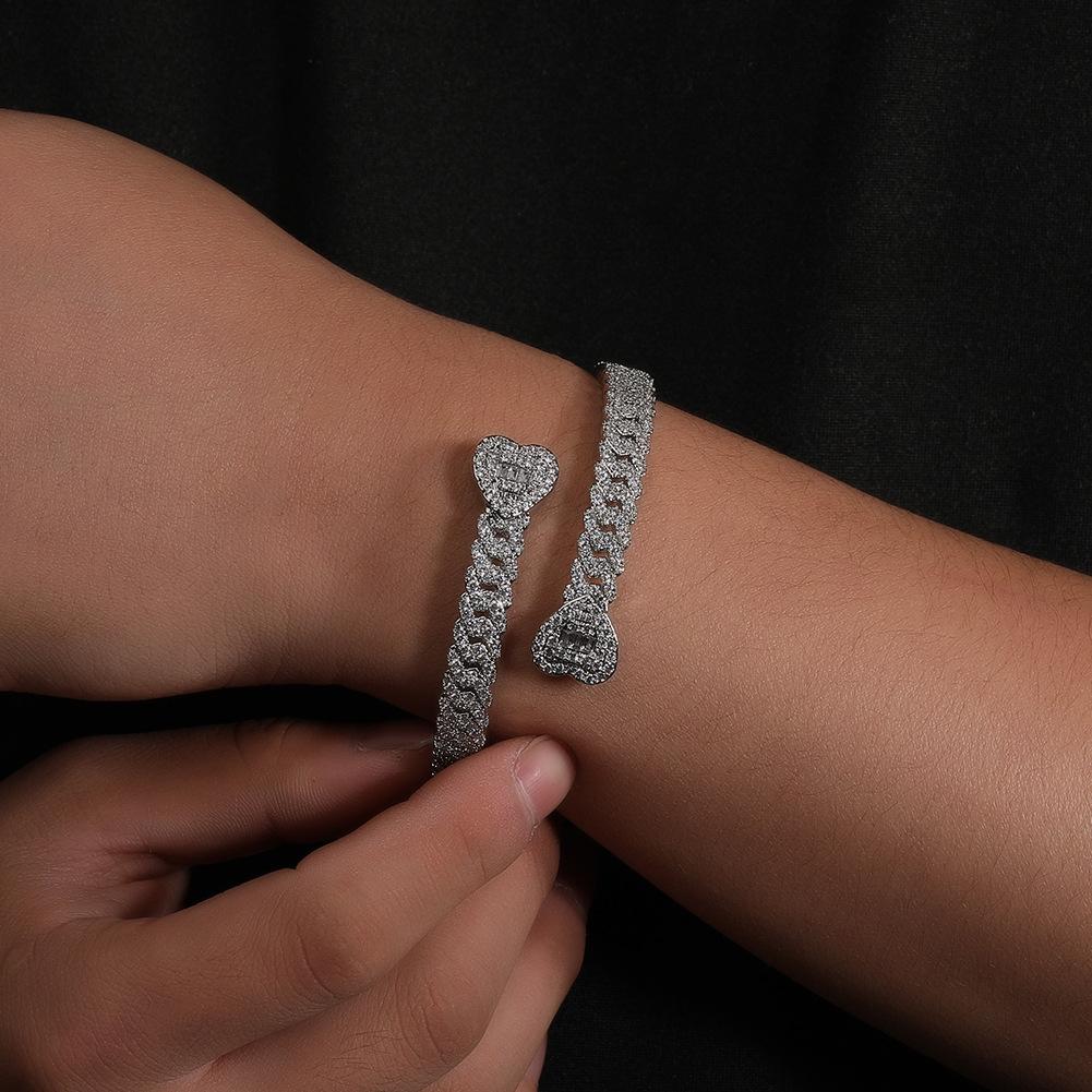 Europejska i amerykańska nowa bransoletka hip-hopowa osobowość w stylu inkrustowana cyrkonią kubańska bransoletka miłosna