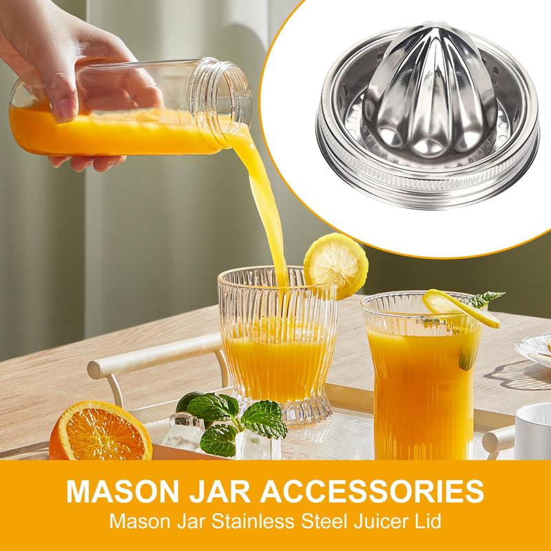 Citrus Reamer For Wide Mouth Jar Reusable Citrus Reamer Stainless Steel Juicer Lid Handle Leak-Proof Bottle Cap Manual Juice
