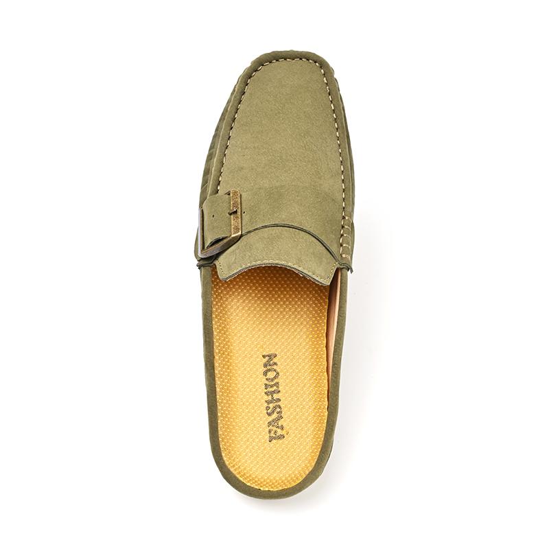 Sommar Andningsbara Herrskor Mode Äkta Läder Halvskor Slip On Mockasiner Casual Halvloafers