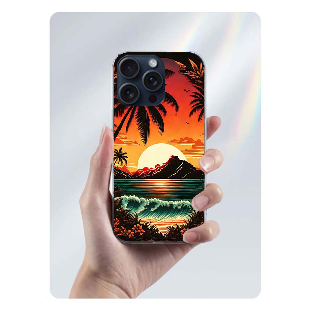 Beautiful Seaside Coconut Trees Clear Phone Case For Iphone 17 Air 16 Pro Max 15 Pro 14 Plus 17E 16E 11 13 12 Mini Cover Cases F