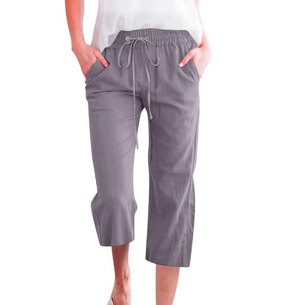 Women's Casual And Fashionable Solid Color Loose Pants With Pocketes