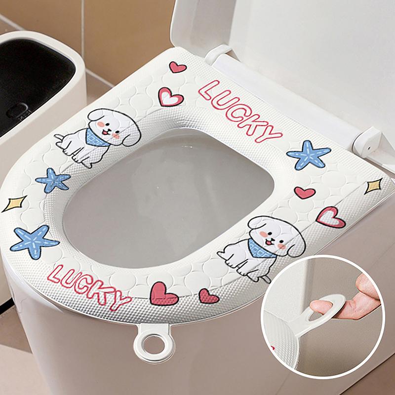 Cute Print Design Toilet Seat Cover Thickened Eva Toilet Seat Soft Durable Cartoon Pattern Toilet Seat For Bathroom For Toilet