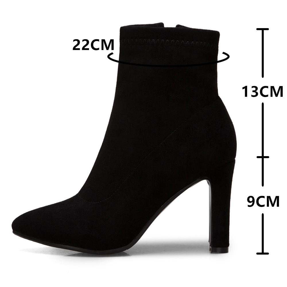 Fashion 2025 New High Heel Boots Women Korean Style Autumn and Winter High Heel Stretch Thin Boots Pointed Toe Sock Boots Women Gray