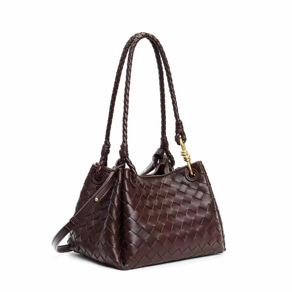 Vevd lærveske Ny fallskjerm-skulderveske Tekstur Skinn Uformelt Allsidig Crossbody-veske Håndveske