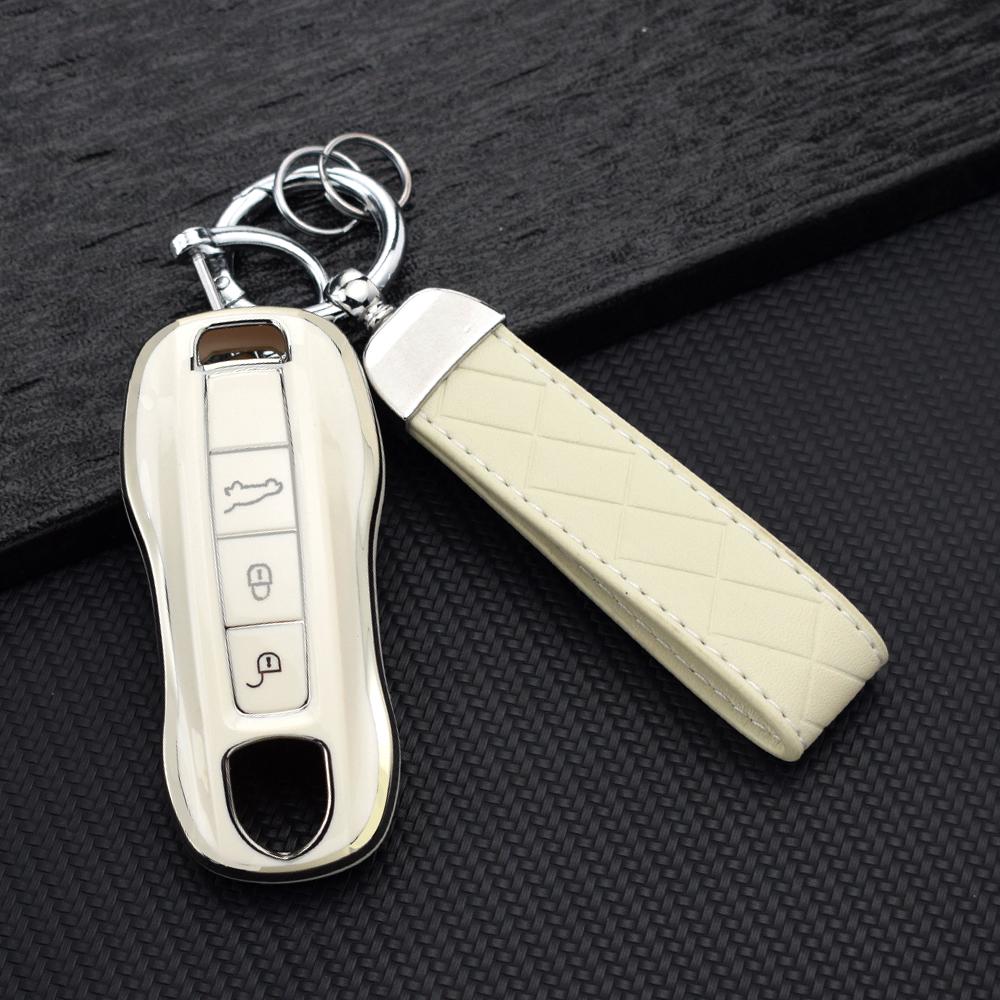 Tpu Key Fob Case Keychain For Porsche Cayenne Macan 911 Panamera 718 Boxster 958 9Ya 997 996 944 924 Car Protective Key Cover