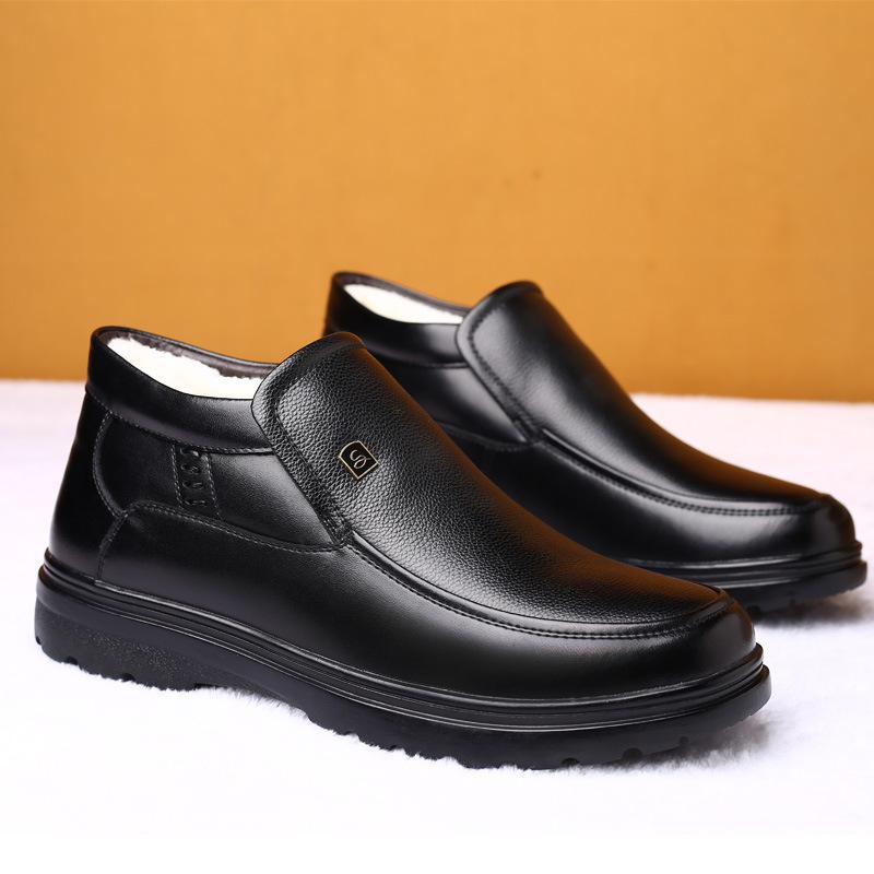 Casual men's shoes winter velvet business cotton shoes shoes warm leather soft-soled cotton shoes