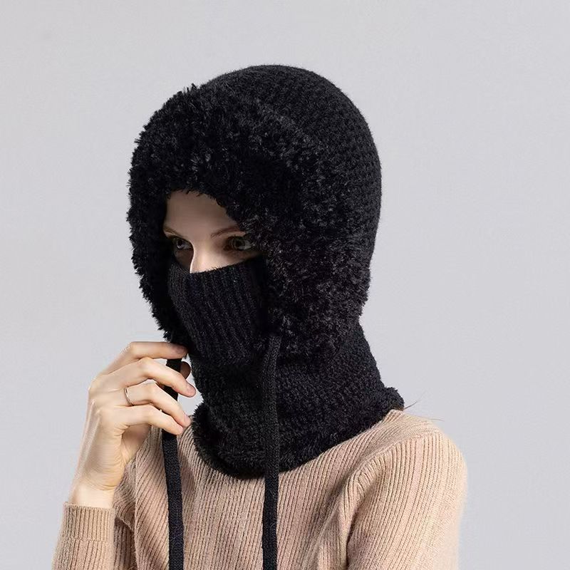 Knitted wool hat autumn and winter ear protection warm versatile face small ski hat new