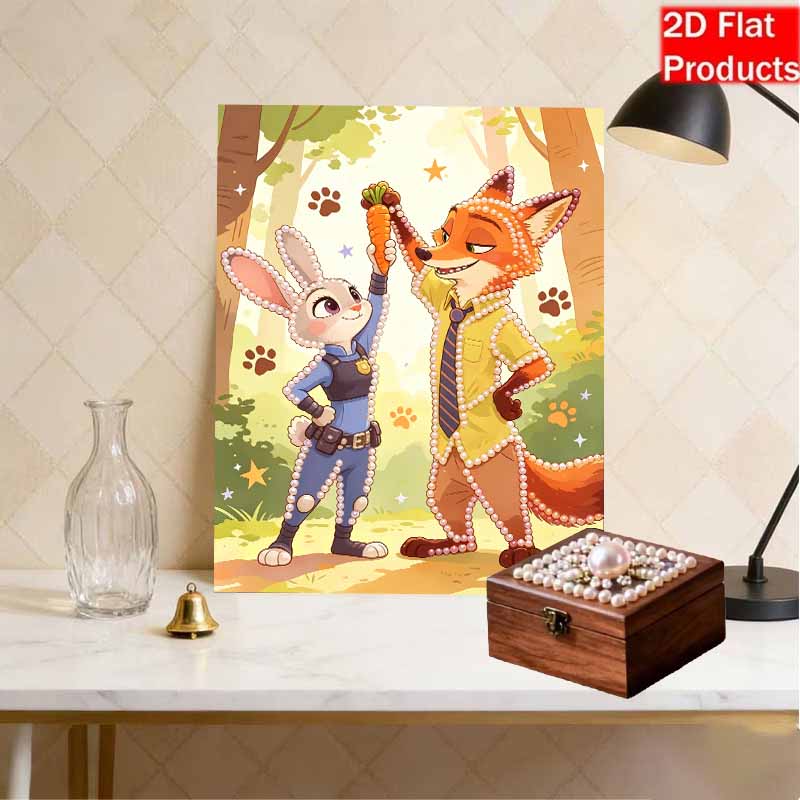 Disney DIY Pearl Painting Zootopia Partner Interaction Decorative Painting Creative Ornaments Friends Gifts Desktop Furnishings Home Decoration