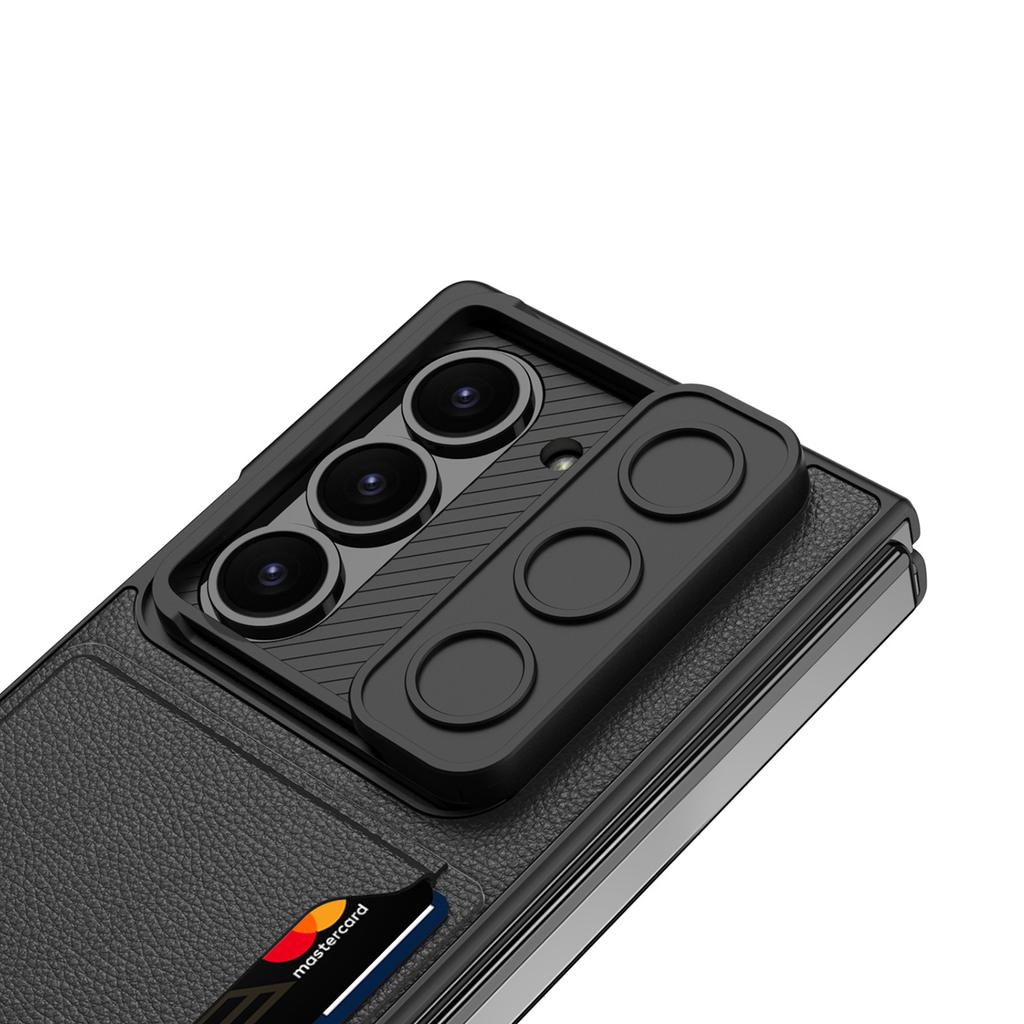 Suitable for Samsung Z Fold6 Mobile Phone Case Folding Screen Ultra Thin Business Leather Card Bag Anti Fall Protection Case