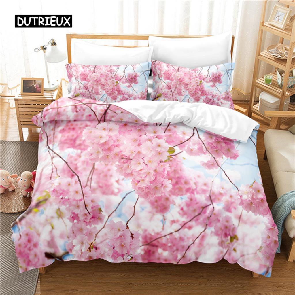 Pink Flower Bedding Collection Duvet Cover Collection 3D Bedding Digital Printing With Bed Linen Queen Size Bedding Collection Fashion Design
