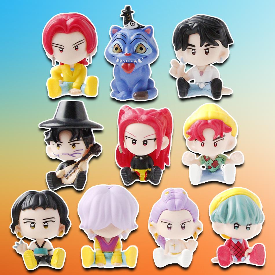 10pcs/Set Kpop Demon Hunters Action Figure Toy Derpys Tiger Rumi Mira Zoey Sussy Figurine Collection Model Doll For Fans Gift