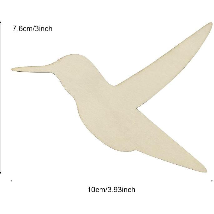 30 Pack 4 Inch Wood Hummingbird Cutouts Unfinished Wooden Hummingbird Hanging Ornaments DIY Hummingbird Craft Gift Tags for Home Party Decoration