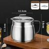 Extra Thick Stainless Steel Oil Filter Pot with Lid and Built-In Filter Suitable for Home Cooking Oil Storage and Filtration