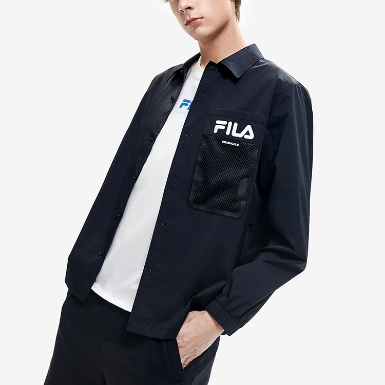 Fila Letter Logo Sports Casual Jacket Men Outerwear Black F11M229402F-BK