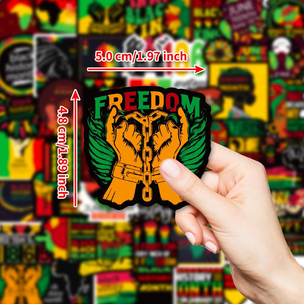 50PCS Juneteenth Black History Stickers, American Independence Day Decals for Phone, Laptop & Luggage