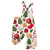 Women's Summer Suspender Jumpsuit with Retro Christmas Print and Non-Adjustable Straps