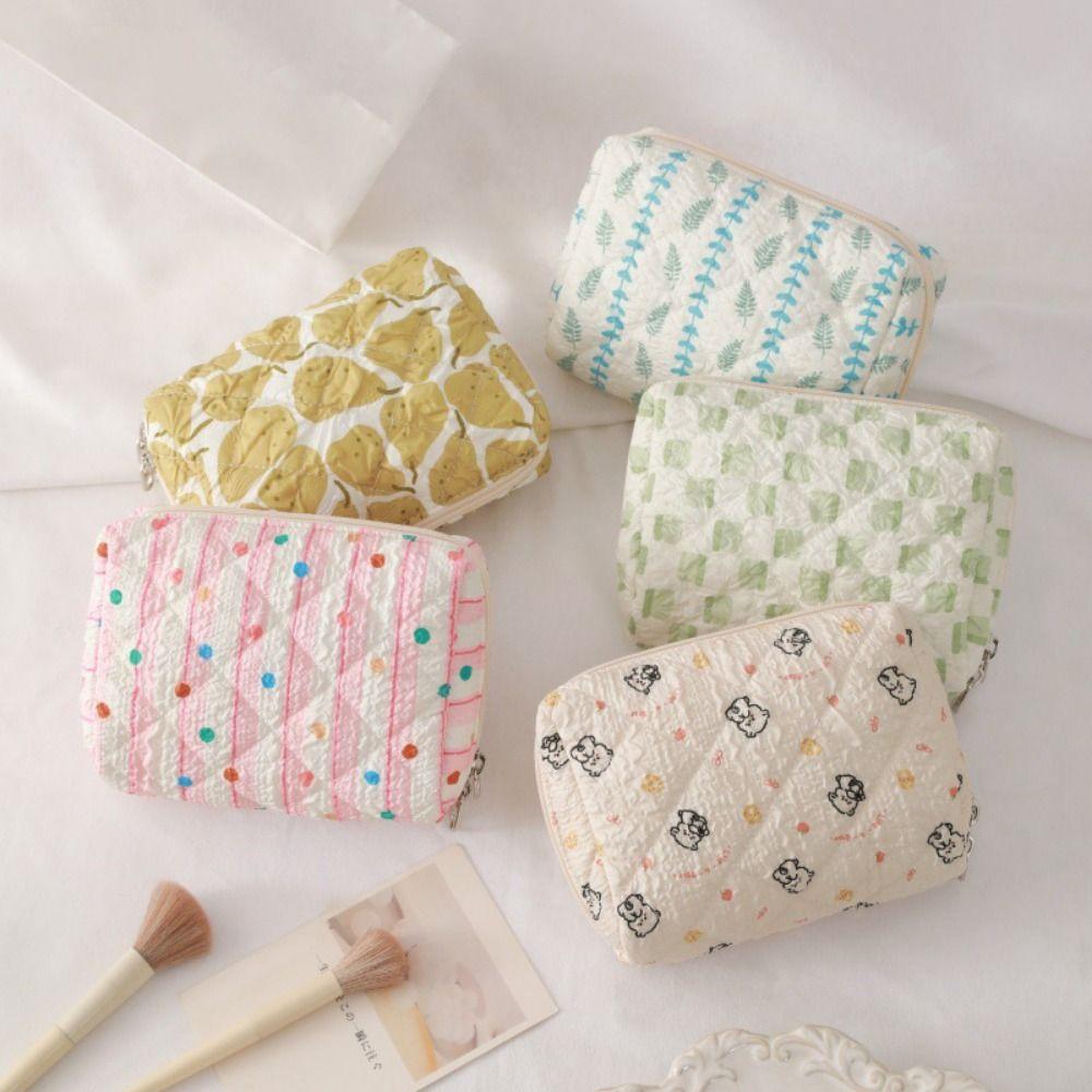 Cute Polyester Cotton Makeup Bag Large Capacity Portable Toiletry Bag Multipurpose Cosmetic Bag Girls
