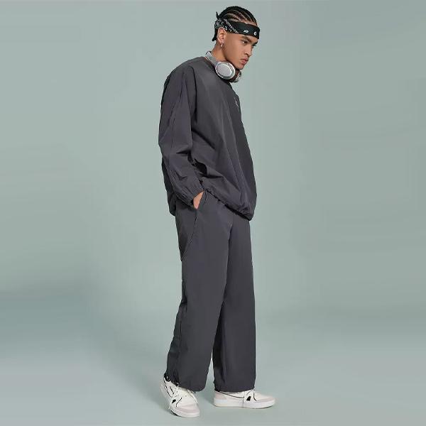 Reebok Embroidered Logo Crew Neck Sweatshirt Unisex Tops Charcoal-Black 24SRC301UGH1