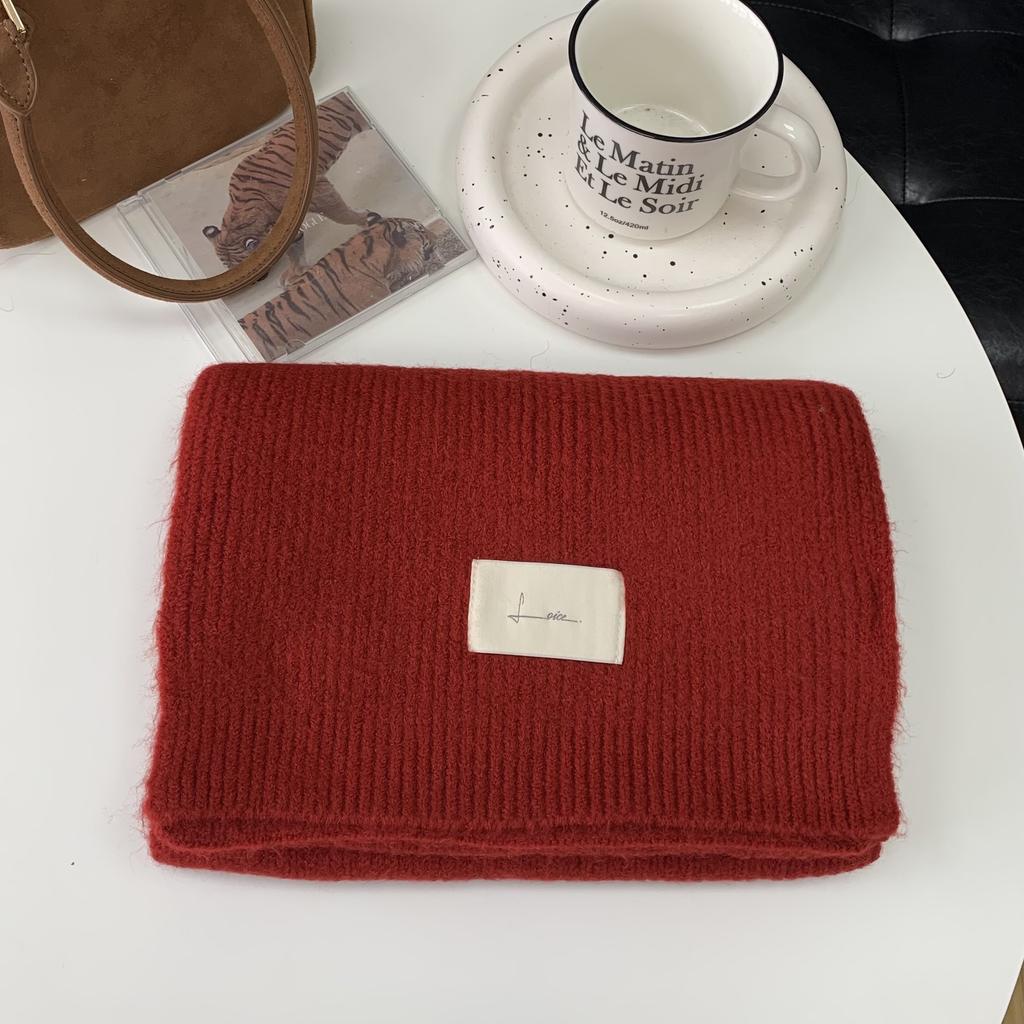 New Year's red knitted wool scarf girls winter new versatile Korean version high-end scarf Christmas