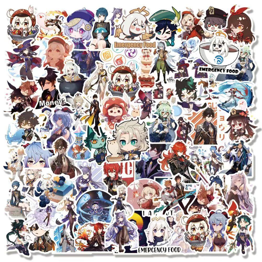 

Цветные наклейки Genshin, 100 листов, водонепроницаемые и солнцезащитные.